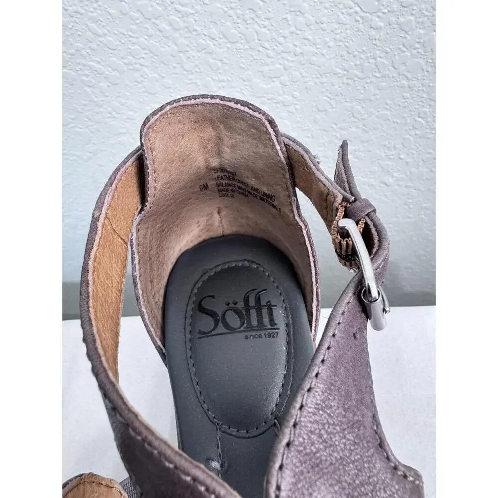 Söfft Sandals Womens 6 Strappy Leather Comfort Taupe Brown Buckle‎ Boho Summer